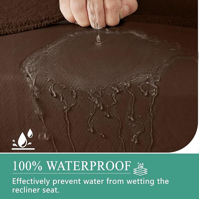 Waterproof Reclining Sectional Couch Covers Washable L Shaped Couch Cover for Sectionals Recliner Sofa Covers Stretch Corner Recliner Slipcovers for Dogs (Additional Seat Cover, Dark Brown)