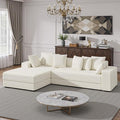 111'' Modular Sectional Cloud Couches with Chaise, L Shaped Extra Large Sleeper Couch Fluffy Corduroy with 8pcs Pillows for Living Room(Beige Left Facing Chaise)