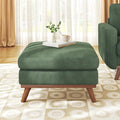 Vesgantti Large Ottoman for Modular Sofa, 29.5" Corduroy Pouf Ottoman with Spring Cushion, Rectangle Foot Rest for Couch, Entrance Footstool with Wood Legs, Footstool for Living Room, Bedroom, Green