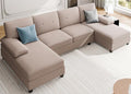 Meilocar Sectional Couches for Living Room, 106 in U Shaped Couches for Living Room, 4 Seat Sofa with Armrest, Sectional Couch for Apartment, Beige