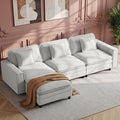 Modular Sectional Sofa 107", Comfy Cloud Couch with Ottoman, Deep 4-Seat L Shaped Modular Sofa, Couches with Throw Pillows for Living Room, Beige