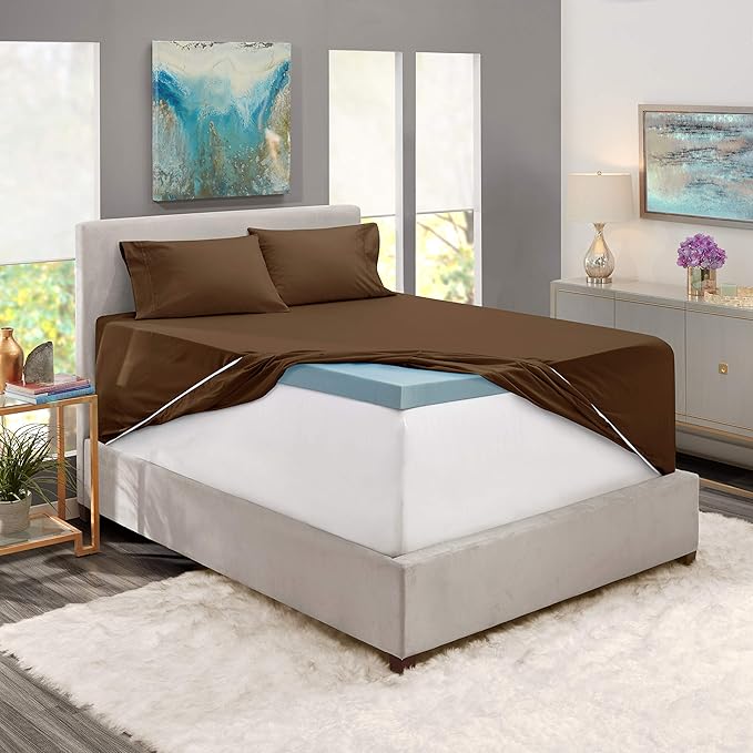 Hearth & Harbor Extra Deep Pocket King Size Sets - Fits Mattress 18-24 Inches Deep - Extra Deep Pocket Sheets - 6 Piece King Size - Brown