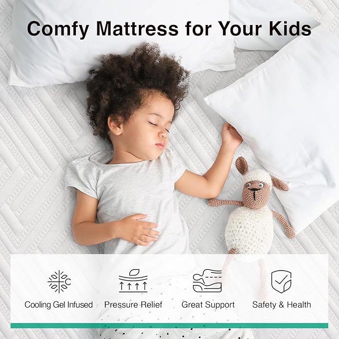 Novilla Twin XL Mattress, 6-Inch Gel Memory Foam Mattress for Cool Night Sleep & Pressure Relief，Medium Firm XL Twin Size in a Box, Bliss
