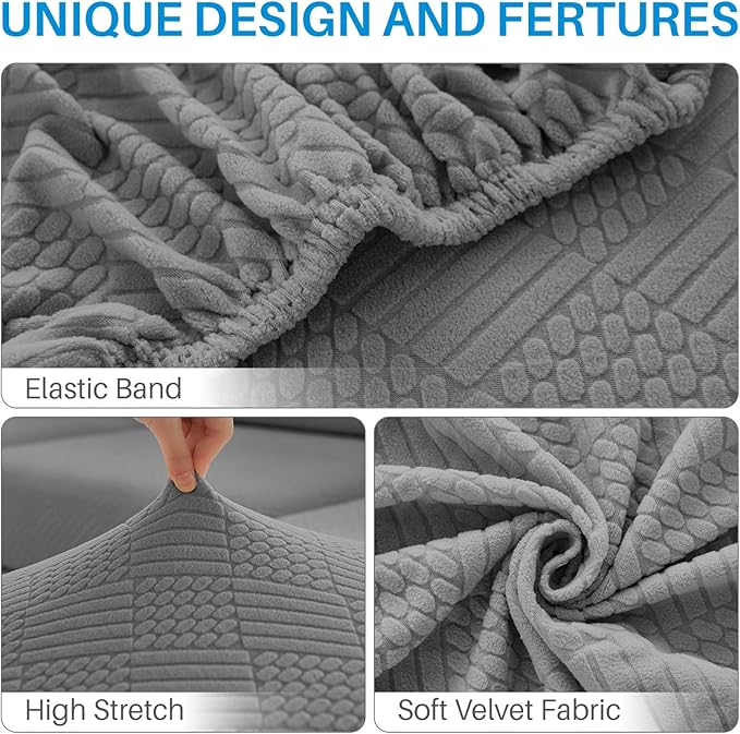 Deep Dream Backrest Cushion Covers, Sectional Couch Back Cushion Covers for Sectional Sofa, Stretch Sofa Covers for Both Left/Right Couch (1 Piece Backrest Covers, Dark Grey)