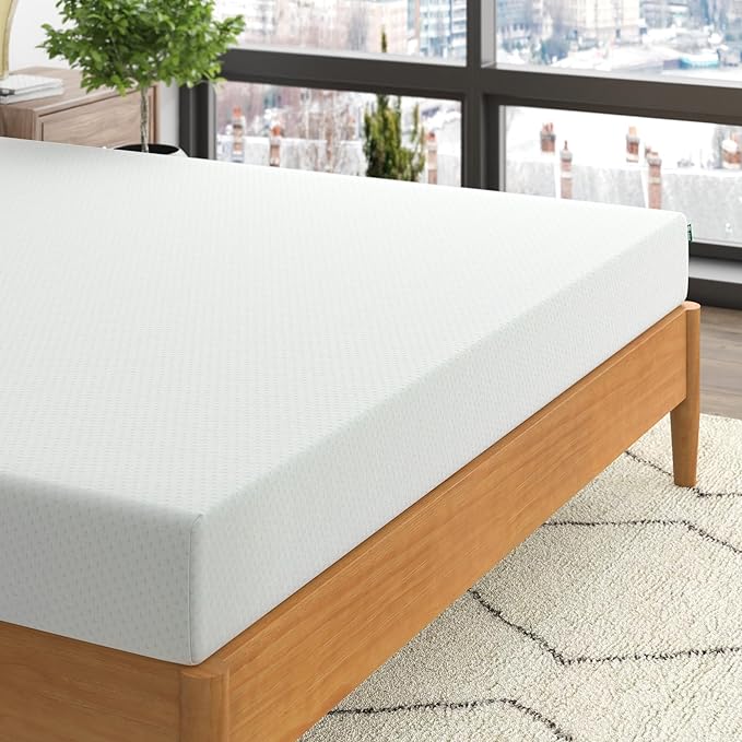Zinus 6 Inch Green Tea Memory Foam Mattress, Twin, Fiberglass Free, Patented Custom Contour Support, Sturdy Base Foam, CertiPUR-US Certified, Mattress in A Box, White