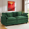 77" Cloud Chenille Sofa Set with Pillows, Deep Seat Loveseat Couch for Apartments, Space Saving 2-Seater with Solid Wood Frame, Easy Assembly (1YR Guarantee)