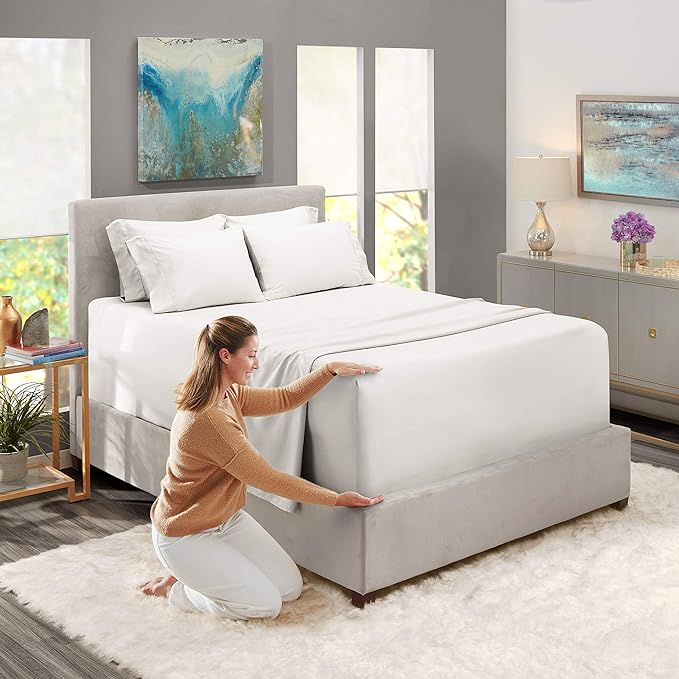 Hearth & Harbor Extra Deep Pocket Sheets - Fits Mattress 18-24 Inches Deep - Extra Deep Pocket Full Size Sets - 6 Piece Full Size - Full - White