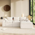 108 Inch Cloud Sectional Couch, Modular Sectional Sofa with Deep Seat, Convertible L-Shape Couch with Ottoman, 3 Seater Cloud Couches for Living Room, No Assembly Required (Warm White)