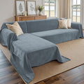 Sectional Couch Covers, 2 Pieces Chenille Sofa Cover L Shaped Couch Cover Blanket for Dogs Washable Sofa Slipcovers Pet Furniture Protector (XX-Large: 71" x 118" + 71" x 118", Blue)