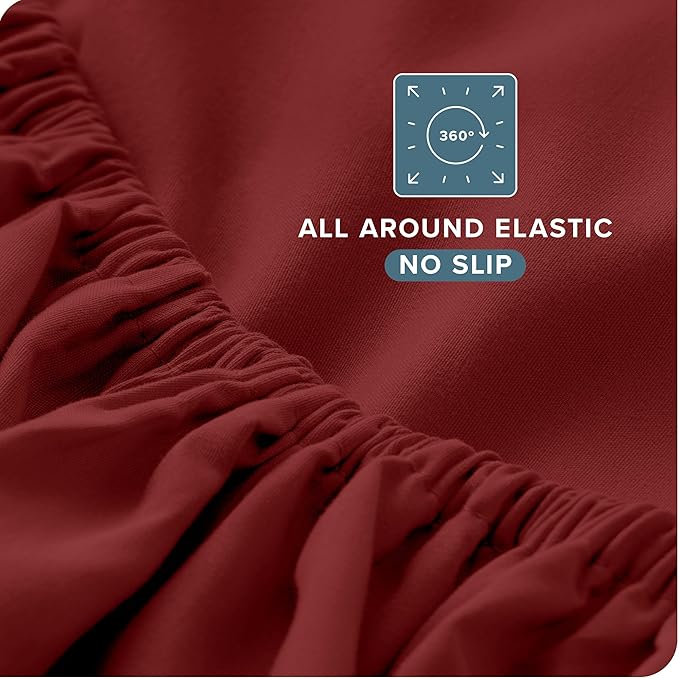 Bare Home Split Head Flex King Sheet Set - 1800 Ultra-Soft Microfiber Bed Sheets - Double Brushed - Deep Pockets - Easy Fit - 4 Piece Set - Bedding Sheets & Pillowcases (Rosewood)