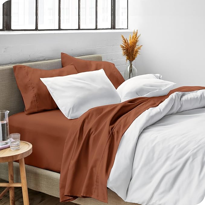 Bare Home Full Sheet Set - 1800 Ultra-Soft Microfiber Full Bed Sheets - Double Brushed - Deep Pockets - Easy Fit - 4 Piece Set - Bedding Sheets & Pillowcases (Full, Terracotta)