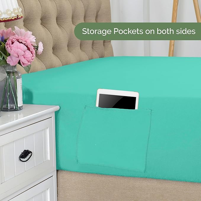 Elegant Comfort 1500 Premium Hotel Quality 18-21 Inches Deep - Extra Deep Pocket Single Fitted Sheet for High Mattress, Luxury and Softest, Smart Pocket - Wrinkle Free, King, Paradise Teal