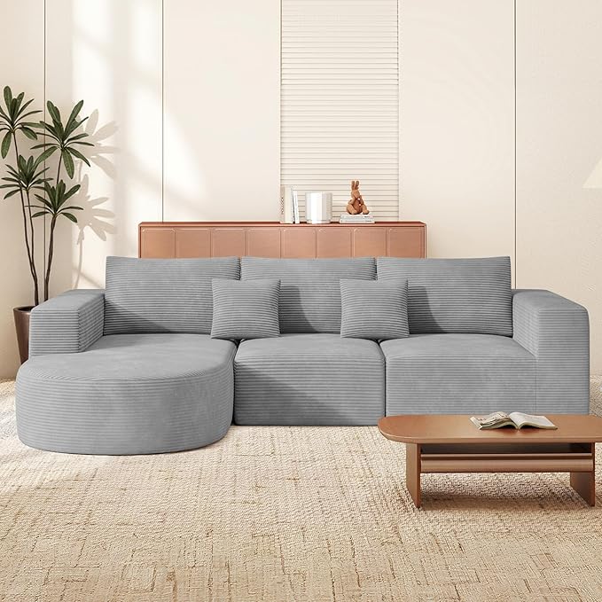 Boneless Couches for Living Room,Cloud Sectional Couch with L-Shape Chaise,Modern Modular Sofa with Deep Seat Upholstered Comfy Couches for Bedroom,No Assembly Required,1PCS