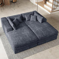 Belffin Double Chaise Lounge Sofa Bed Plush Corduroy Boneless Sectional Cloud Couches for Living Room Boneless Cloud Couch with Deep Seat No Assembly Required. Grey Sofa