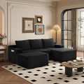 96" Sectional Couches for Living Room Cloud Couch Sofa with L-Shape Upholstered Boneless Couchs Modern Modular Sectional Couch with Chaise (Black, 96" W+Right Facing Chaise+2Seaters+Ottoman)