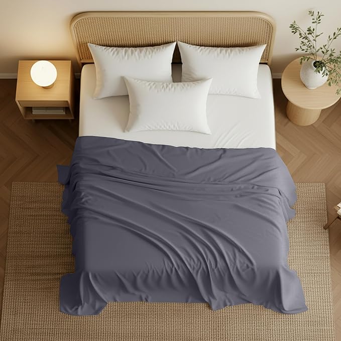 Utopia Bedding Flat Sheet - 1 Pack (Queen, Grey) - Soft Brushed Microfiber Fabric - Shrinkage & Fade Resistant Top Sheet - Easy Care Bed Sheet