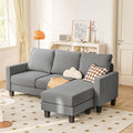 YESHOMY Small Couches for Living Room, Modern Sectional Couch, Comfy Sofa with L-Shaped Chaise, Convertible Sofas with Ottoman and Side Pockets for Small Space, Light Gray