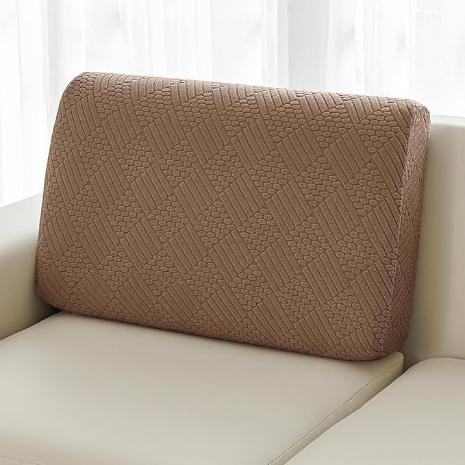 Deep Dream Backrest Cushion Covers, Sectional Couch Back Cushion Covers for Sectional Sofa, Stretch Back Covers for Both Left/Right Couch (1 Piece Backrest Covers, Brown)