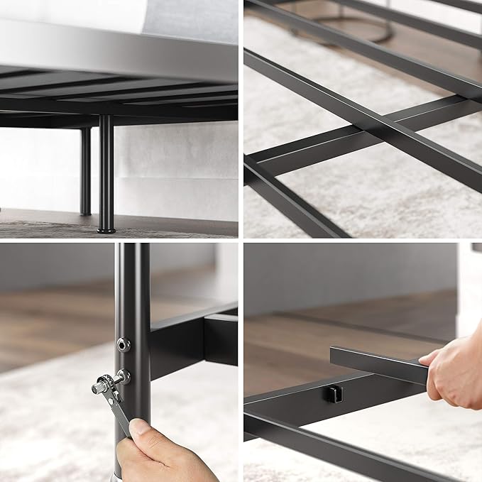 Zinus Florence Full Panel Metal Platform Bed Frame, Mattress Foundation, No Box Spring Needed, Easy Assembly, Black, Twin