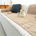 Sofa Pad, Plush Couch Cover Washable for Pet, Non-Slip Warm Couchs Cover, Funny Fuzzy Pet Couch Covers for Sofa, Sofa Slipcovers Furniture Covers for L Shaped(Light tan, 27.6"x 82.7")