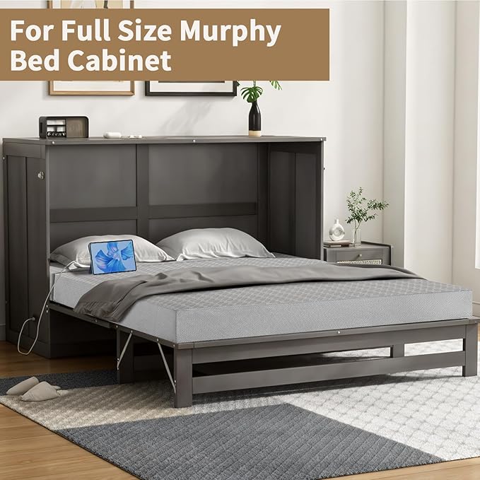 CYMULA Folding Mattress Full Size, 6 inch Memory Foam Tri Portable Murphy Bed and Futon, Full Topper with Breathable & Washable Cover, Foldable Floor Mattress for RV，Guest Beds，Grey (52"×73"×6")