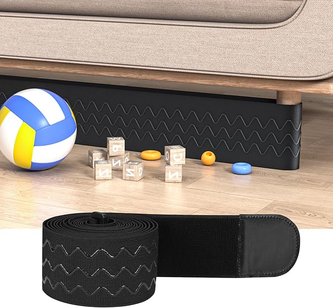 Under Couch Blocker 3 in x 13 ft, Adjustable Elastic Sofa Blocker to Prevent Kids and Pets Toys, Strap Barrier Gap Bumper Couch Guards for Bottom Standard Sofa, Bed, Furniture with Straight Legs