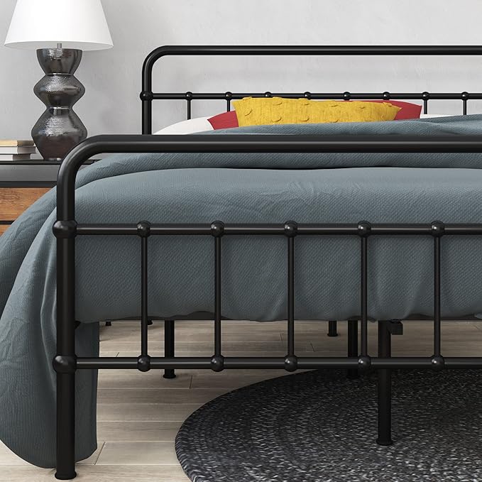 Zinus Florence Metal Platform Bed Frame, Mattress Foundation, No Box Spring Needed, Easy Assembly, Black, Twin