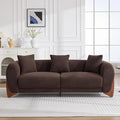 87" Sherpa Boucle Cloud Couch Modern 3 Seater Sofa with Solid Wood Legs, 25" Extra Deep Seat, Comfy Thick Cushion Upholstered Sofa Couches with 3 Pillows for Living Room, Brown