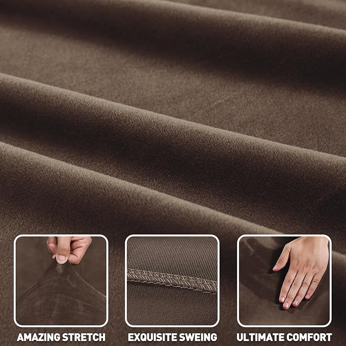 ZNSAYOTX 2026 Soft Velvet Sectional Couch Covers, Luxury Plush Slipcovers with Elastic Bottom for L Shape Sectional Sofa, 2 Pcs Pet Friendly Protector (3 Seat Couch + 2 Seat Chaise, Dark Coffee)