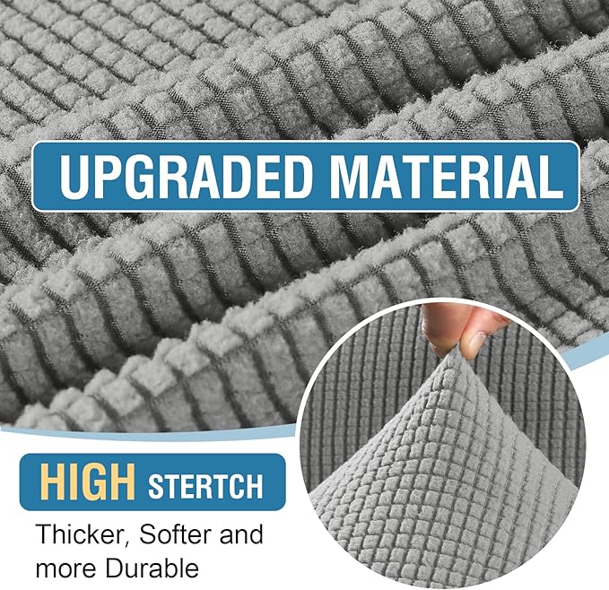 H.VERSAILTEX 2025 New Sectional Couch Covers 8 Pieces Stretch Sofa Covers for Sectional Sofa Set Separate L Shaped Couch Cover for Both Left/Right Couch (Seat and Back: 1 Chaise + 3 Sofa, Dove)