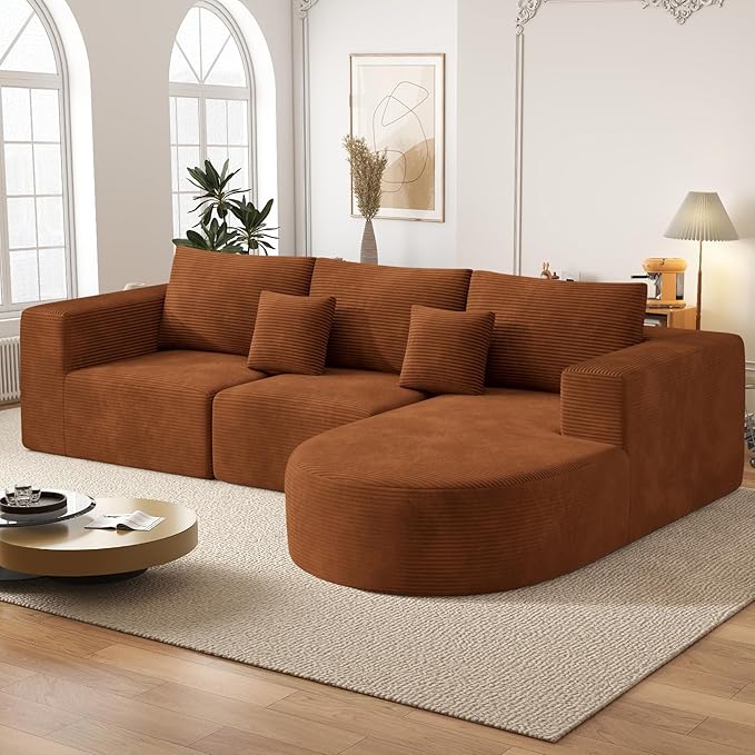 Boneless Couches for Living Room,Cloud Sectional Couch with L-Shape Chaise,Modern Modular Sofa with Deep Seat Upholstered Comfy Couches for Bedroom,No Assembly Required,1PCS