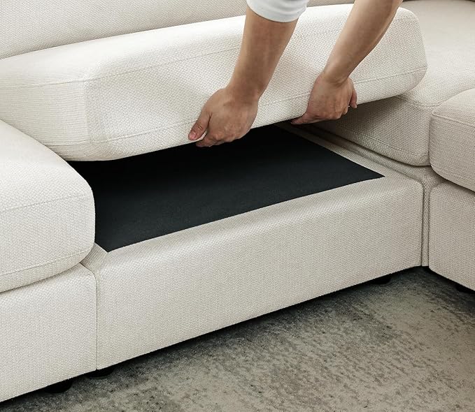 100” L-Shaped Couch with Reversible Chaise, Chenille Modular Sectional Sofa, 4-Seater Corner Couch for Living Room, Apartment, Beige