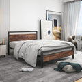 BOFENG Full Size Bed Frame with Wood Headboard,Heavy Duty Platform Bed Frame Full with Storage No Box Spring Needed,Reinforced Steel Slats Support,Mattress Foundation,Rustic Brown