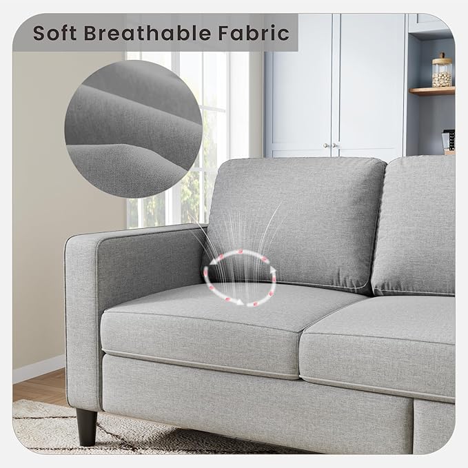 78" Sectional Sofa Couches for Living Room, Convertible L Shaped Couch with Storage Ottoman, Deep Seat Pet-Friendly Linen Fabric Sofa Set for Small Space, Apartment, Dorm