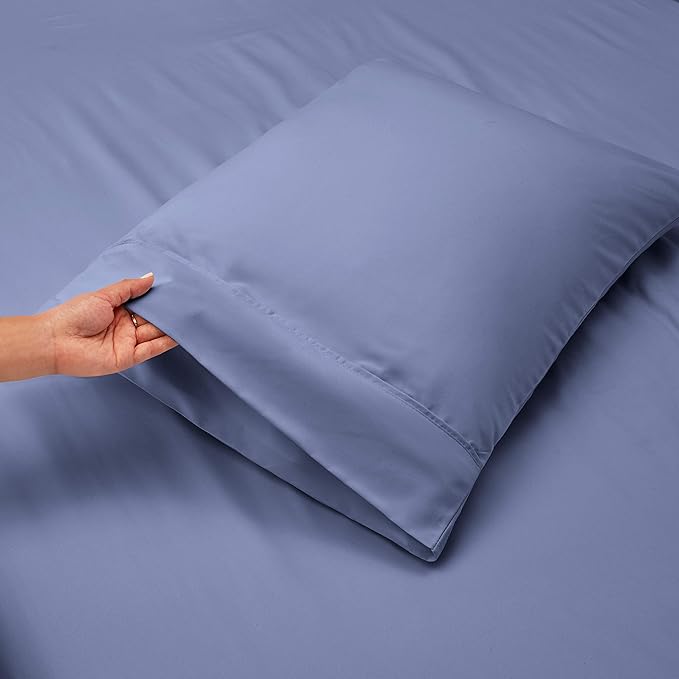 Hearth & Harbor Extra Deep Pocket Sheets - Fits Mattress 18-24 Inches Deep - Extra Deep Pocket Full Size Sets - 6 Piece Full Size - Full - Steel Blue