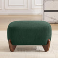 28.7" Sherpa Boucle Ottoman with Solid Wood Legs, Modern Upholstered Footstool, Comfy Ottoman for Living Room, Bedroom, Green