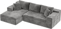 Homall 109" Boneless Couch with Memory Foam, Modular Sectional Sofa with L-Shape Chaise, Cloud Couch with Deep Seat, Dual Cup Holders & Side Pockets, No Assembly Required (Gray)