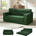 MeMoreCool Boneless Couch Convertible Sofa Bed Queen, Corduroy Futon Couch Sleeper Sofa, Boneless Loveseat Pull Out Couch Bed, Fold Out Floor Sofa for Living Room Bedroom Apartment, Green