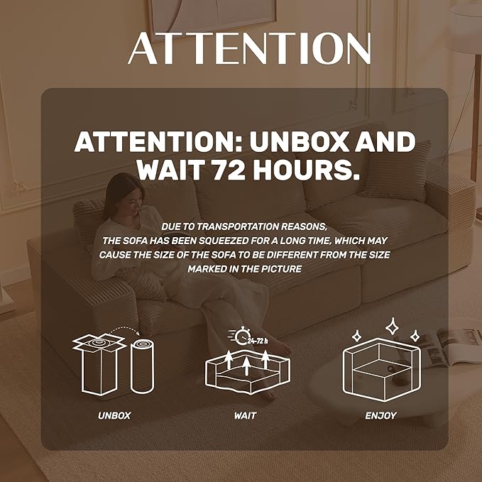 106.3” Sectional Couches for Living Room, Set of Cloud Couch, Modular Sectional Sofa, Convertible Sofas Bed, Deep Seat Sofa, Corduroy,Camel