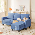 YESHOMY Small Couches for Living Room, Modern Sectional Couch, Comfy Sofa with L-Shaped Chaise, Convertible Sofas with Ottoman and Side Pockets for Small Space, Blue