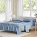 Comfort Spaces 100% Cotton Sheet Set Breathable, Lightweight, Soft with 14" Elastic Pocket Fits up to 16" Mattress, All Season Cozy Bedding, Matching Pillow Case, Cal King Blue 4 Piece
