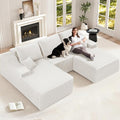 HABUTWAY 94“ U Shaped Modular Sectional Couch for Living Room, Modular Cloud Sofa with Ottoman, No Assembly Boneless Couches with Deep Seat, Corduroy Fabric (Beige, Left Facing) | Cloud Sofa, With Ottoman, No Assembly, Boneless, Deep Seat, Corduroy Fabric