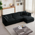 mikibama Modular Sectional Sofa, 111.5 Inch L Shaped Couch Set for Living Room, 3-Seater Comfy Cloud Couches with Movable Ottoman, DIY Combination, Chenille, Black