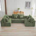 140''Modular Sectional Couches for Living Room, Cloud Boneless Compressed Sectional Sofa, Oversized U Shaped 6 Seater Upholstered Memory Foam Sofa, No Assembly, Chenille Green