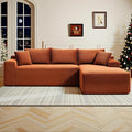 108" Cloud Sectional Couch,Modern Modular Sectional Sofa with Deep Seat,Corduroy Boneless Couches with L-Shape Chaise for Living Room,No Assembly Required (Orange, Right Facing Chaise)