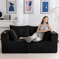 MAXYOYO Modular Sectional Sofa Couch, Loveseat Boneless Cloud Couch for Living Room, Sofa in A Box, Tufted Upholstered Cozy Chair with Cup Holders, No Assembly Required, Black
