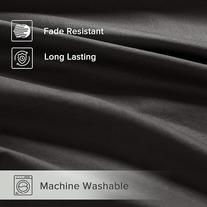 Comfort Spaces 100% Cotton Sheets Cal King, Breathable & Soft Cotton Sheets, Naturally Cool Cotton Bed Sheets with 14" Elastic Pocket Fits up to 16" Mattress, All Season Sheet Set, Black 4 Piece