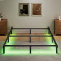 SHOANED King Size Bed Frame with LED, 7 Inch Metal Steel Bedframe for Box Spring and Mattress, Heavy Duty Basics Bed Base, Noise Free, Easy Assembly, Black, Adjustable