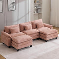 120" Modular Sectional Sofa, Comfy Cloud Couch Sectional Sofa with Ottoman, Chenille Sofa Sleeper Deep Seat Sofa with Throw Pillows for Living Room (Pink, 120"- U Shape)