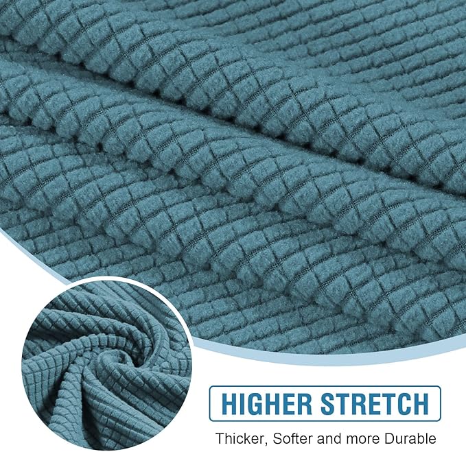 H.VERSAILTEX Sectional Couch Covers 4 Pieces Sofa Seat Cushion Covers L Shape Separate Cushion Couch Chaise Cover for Both Left/Right Sectional Couch (Seat Only: 1 Chaise + 3 Sofa, Storm Blue)